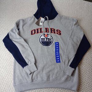 Edmonton Oilers Hoodie Sweatshirt — Gray/Navy, Men’s Large- NWT